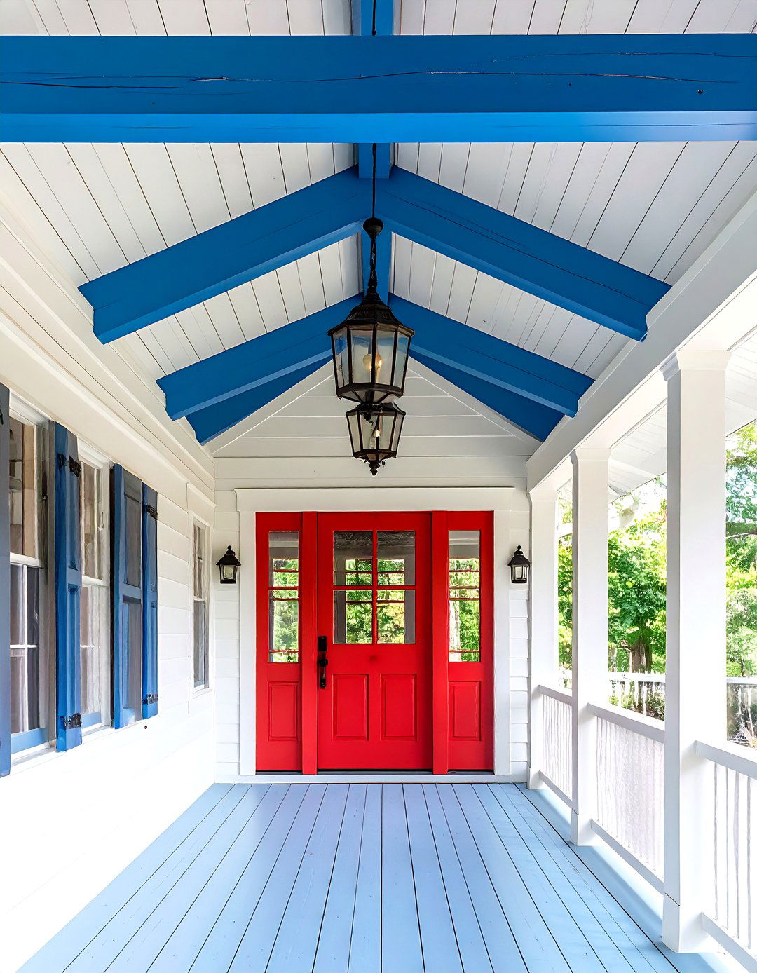 Haint Blue Ceiling Tradition on the Farmhouse Porch - 20 Farmhouse Porch Ideas