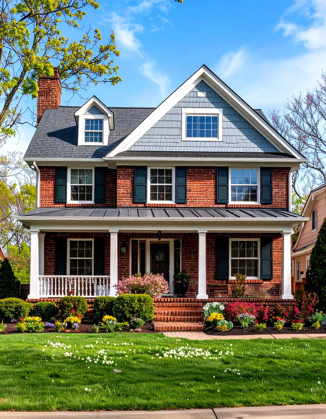 Half Brick with Clapboard Vinyl - 20 Vinyl Siding and Brick Combinations
