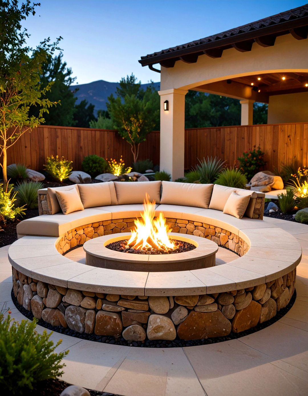 Half Moon Stone Fire Pit Benches - 20 Fire Pit Chair Ideas