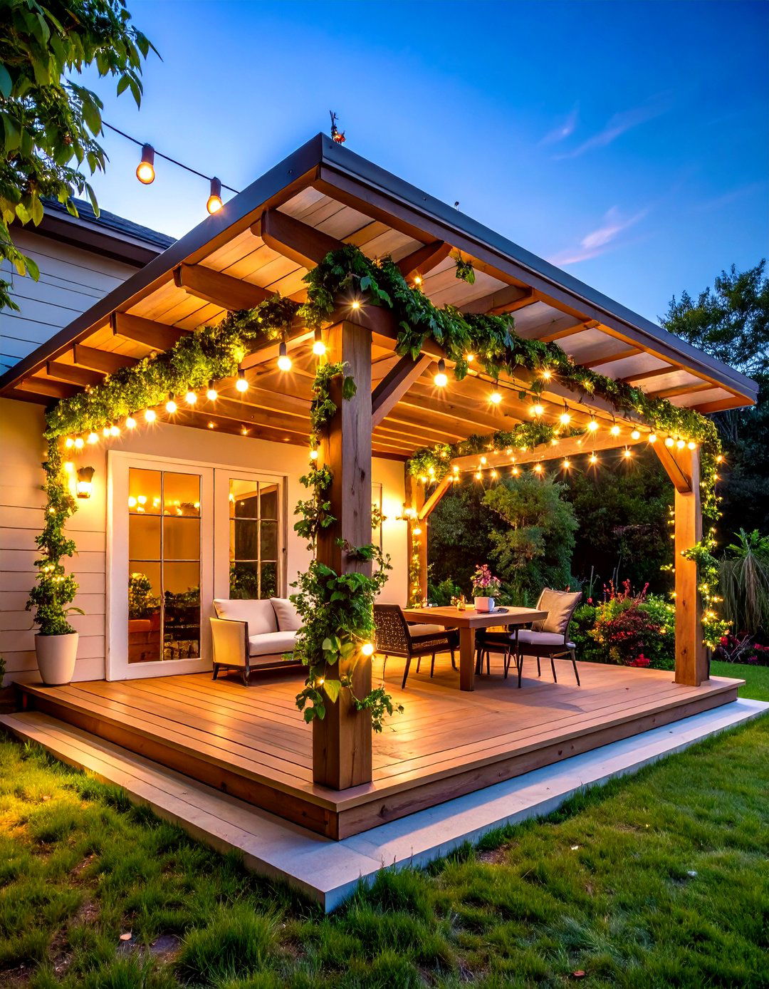 Half Pergola Attached Deck Covering - 20 Covered Deck Ideas