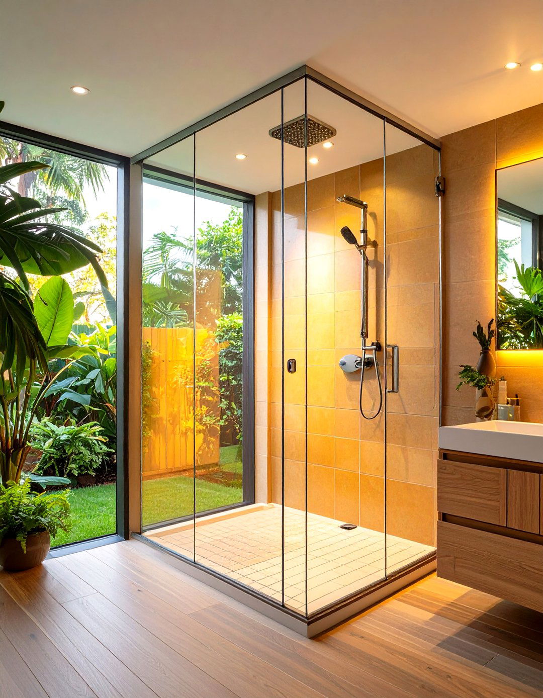 Half Wall Glass Partition - 20 Small Bathroom Walk in Shower Ideas
