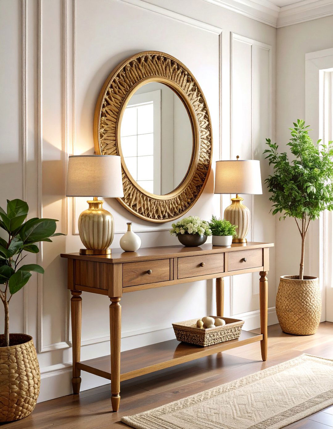 Hallway Mirror Above a Slender Console Table - 20 hallway mirror ideas