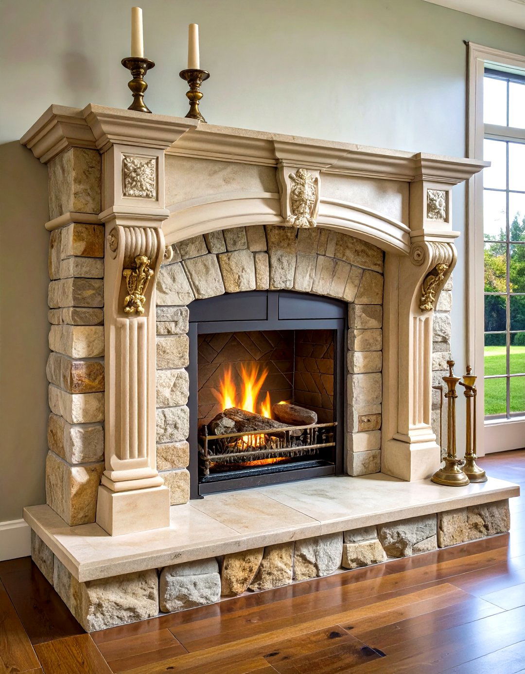 Hand Carved Limestone Statement - 20 French Country Fireplace Ideas