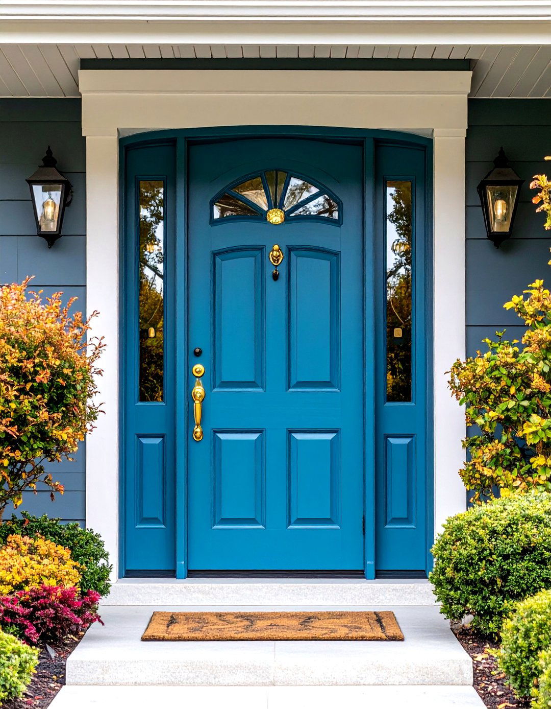 Hand Painted Artisan Turquoise Door Motifs - 20 Turquoise Front Door Ideas