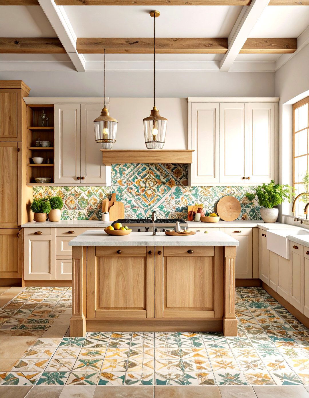Hand Painted Ceramic Mediterranean Kitchen with Artistic Flair - 20 Mediterranean Kitchen Ideas