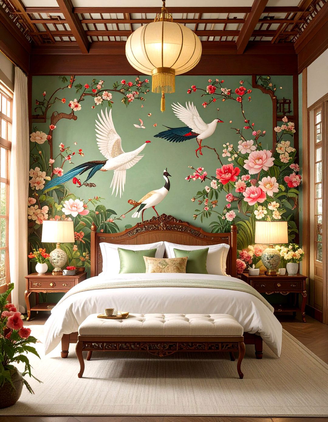 Hand Painted Chinoiserie Bedroom Wall Murals - 20 Chinoiserie Bedroom Ideas