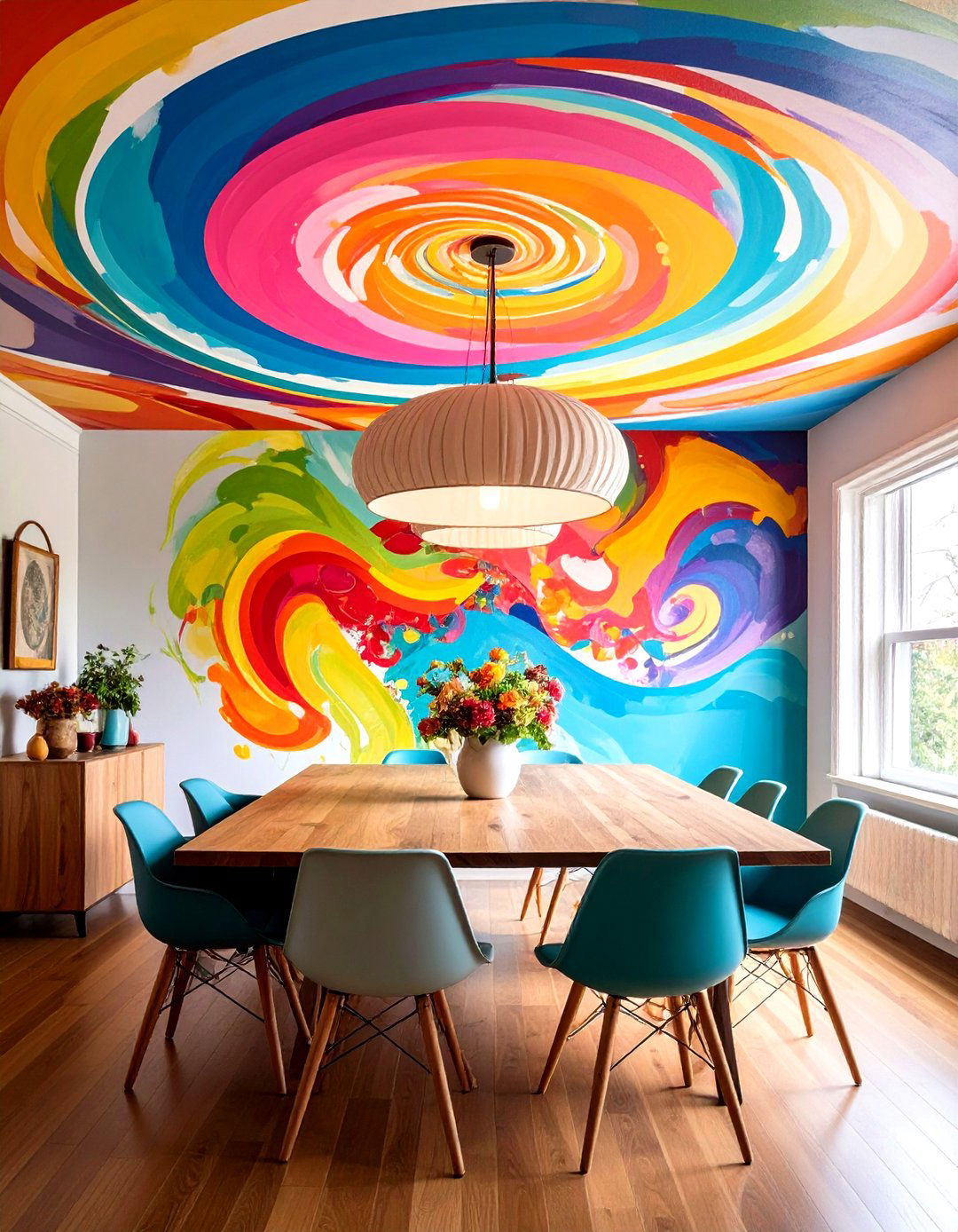 Hand Painted Dining Room Ceiling Mural Becomes Art - 20 Dining Room Ceiling Ideas