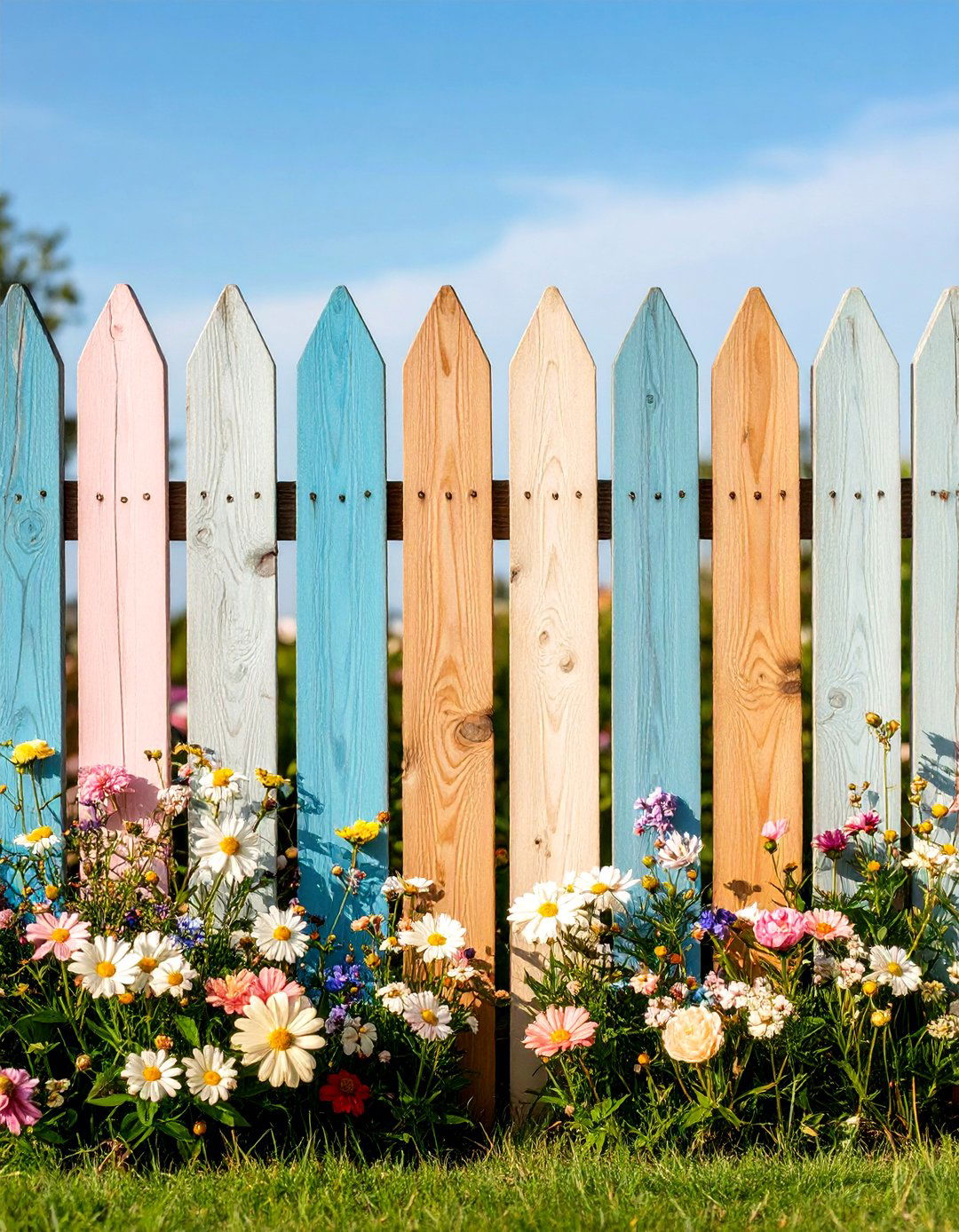 Hand Painted Floral Fence Art Mural - 20 Fence Art Ideas