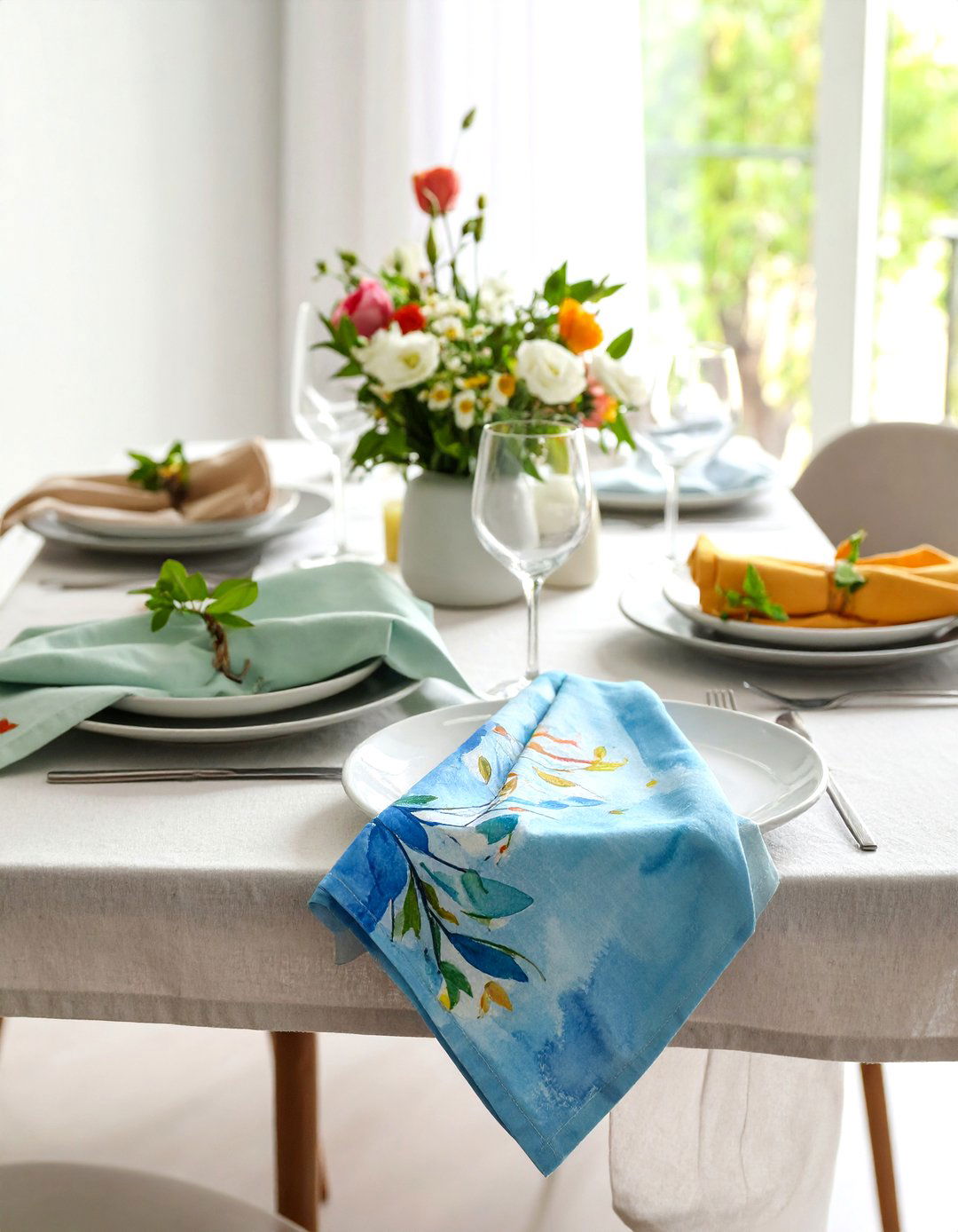 Hand Painted Linen Napkins Offer Artful Detail on the Dining Table - 20 Dining Room Table Decor Ideas