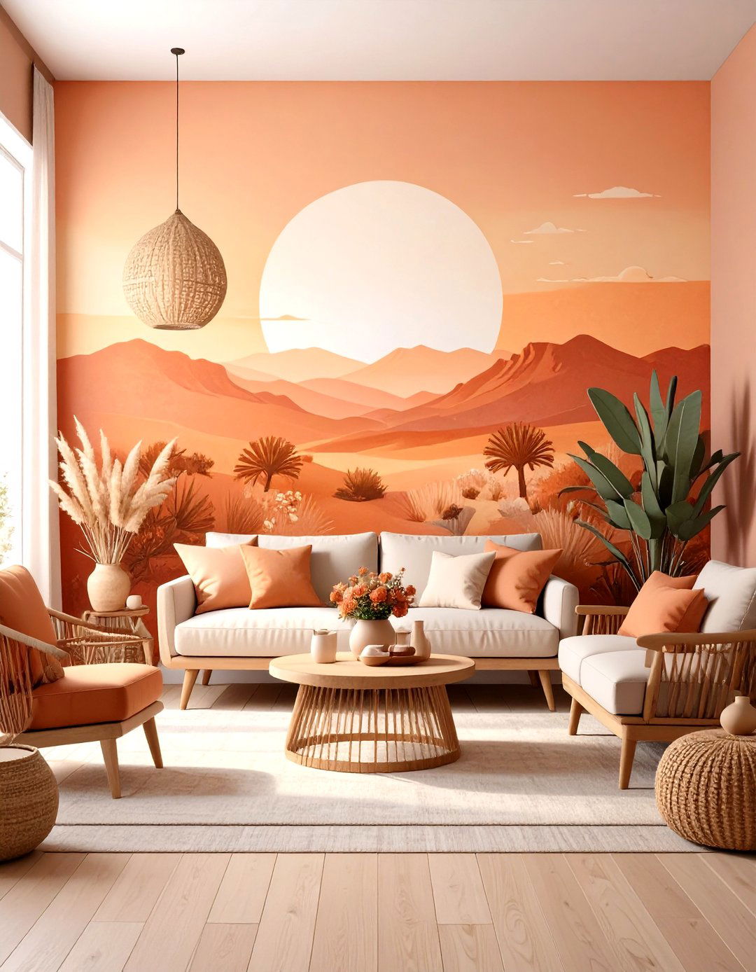 Hand Painted Sunset Wall Mural for Big Impact - 20 Hippie Bedroom Ideas