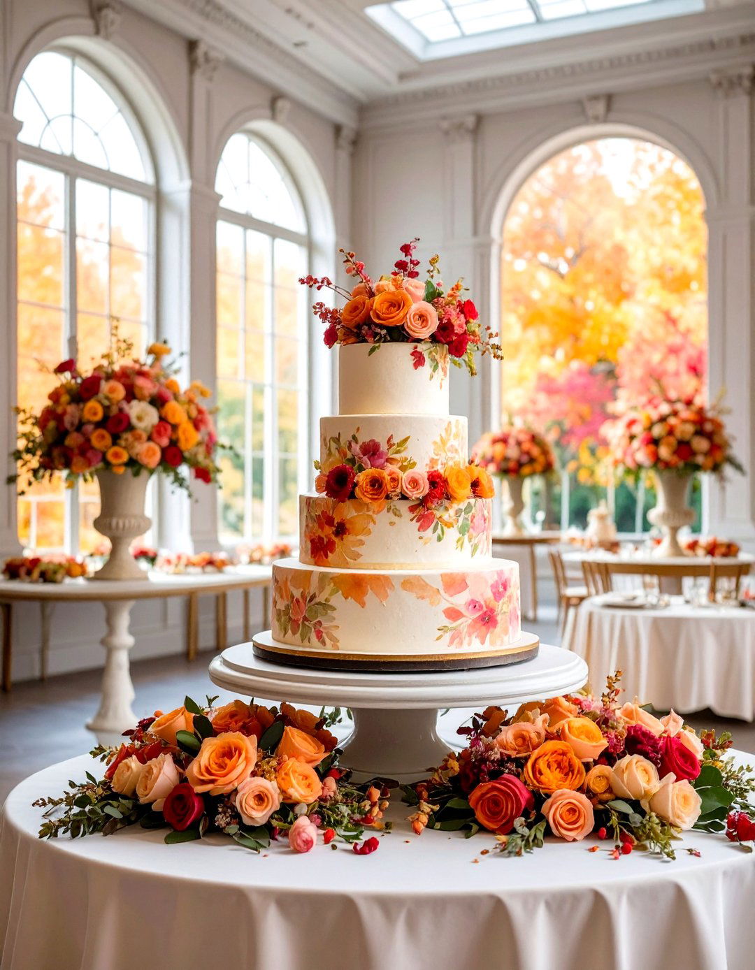 Hand Painted Watercolor Wedding Cake with Floral Motifs - 20 Wedding Cake Ideas