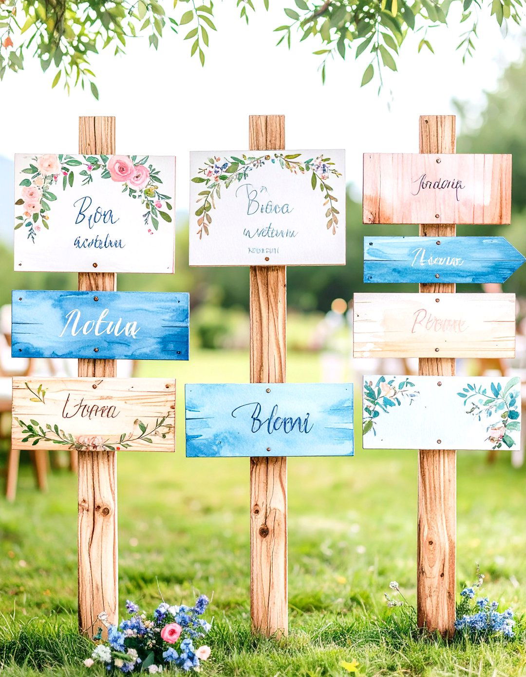 Hand Painted Watercolor Wedding Sign Suite - 20 Wedding Sign Ideas