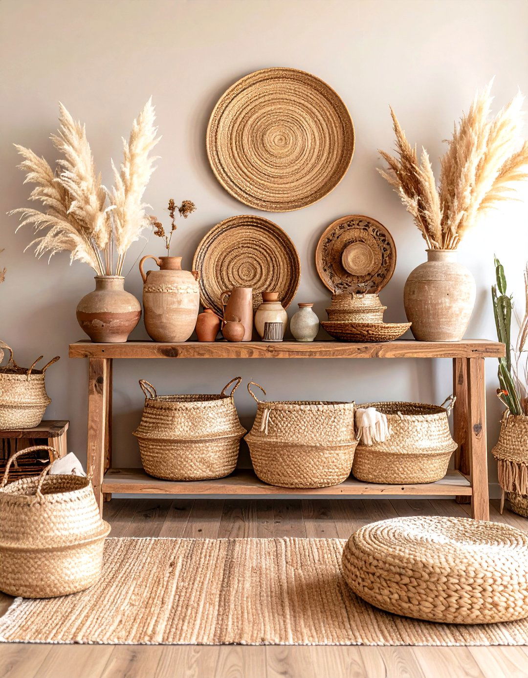 Hand Woven Baskets and Pottery Displays - 20 Desert Themed Room Ideas