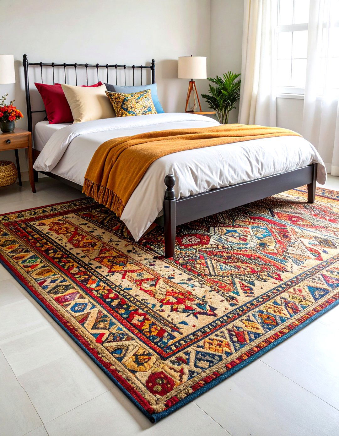 Handwoven Area Rug as Boho Dorm Room Centerpiece - 20 Boho Dorm Room Ideas