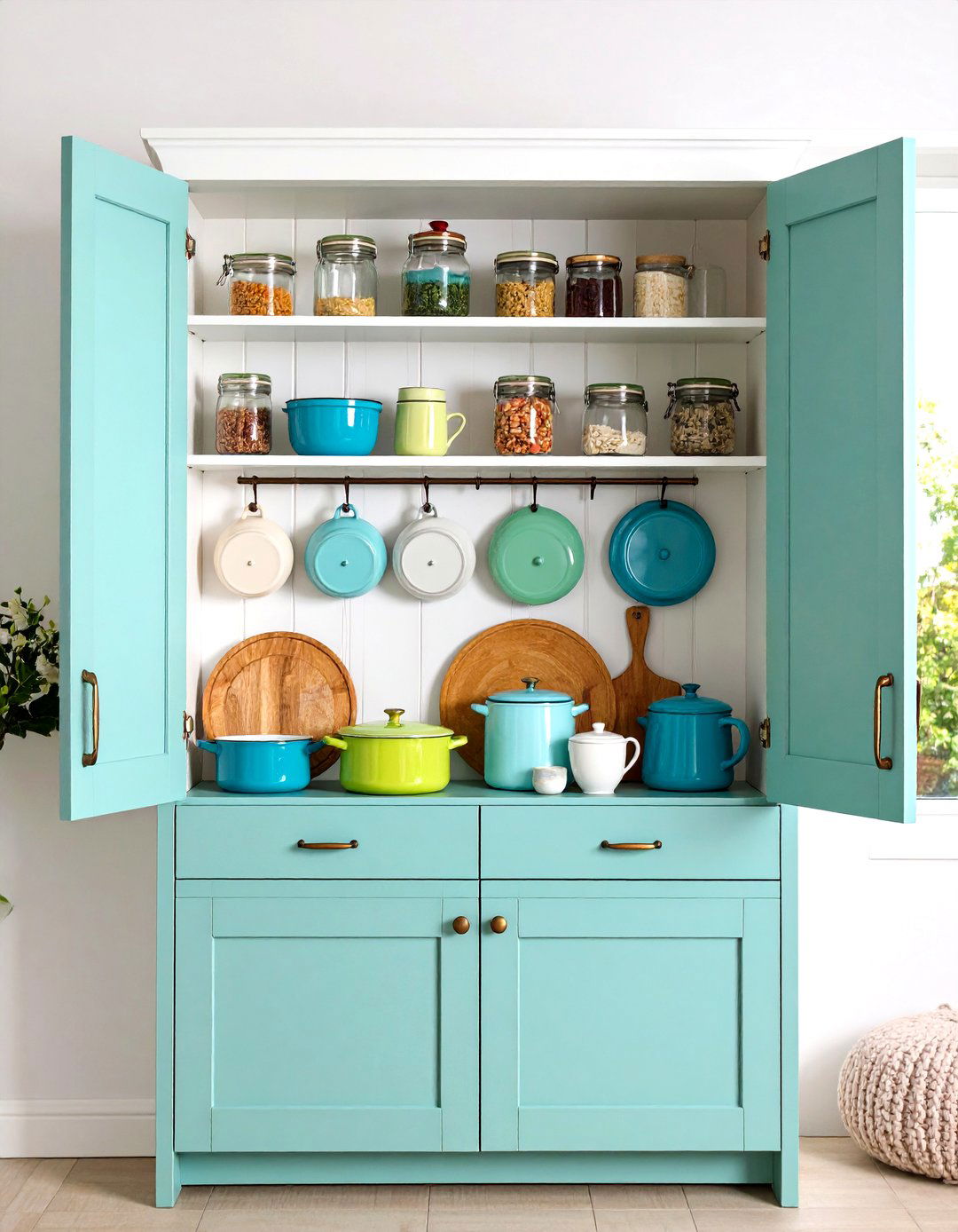 Hang Lids on Cabinet Doors with Hooks - 20 Tupperware Organization Ideas