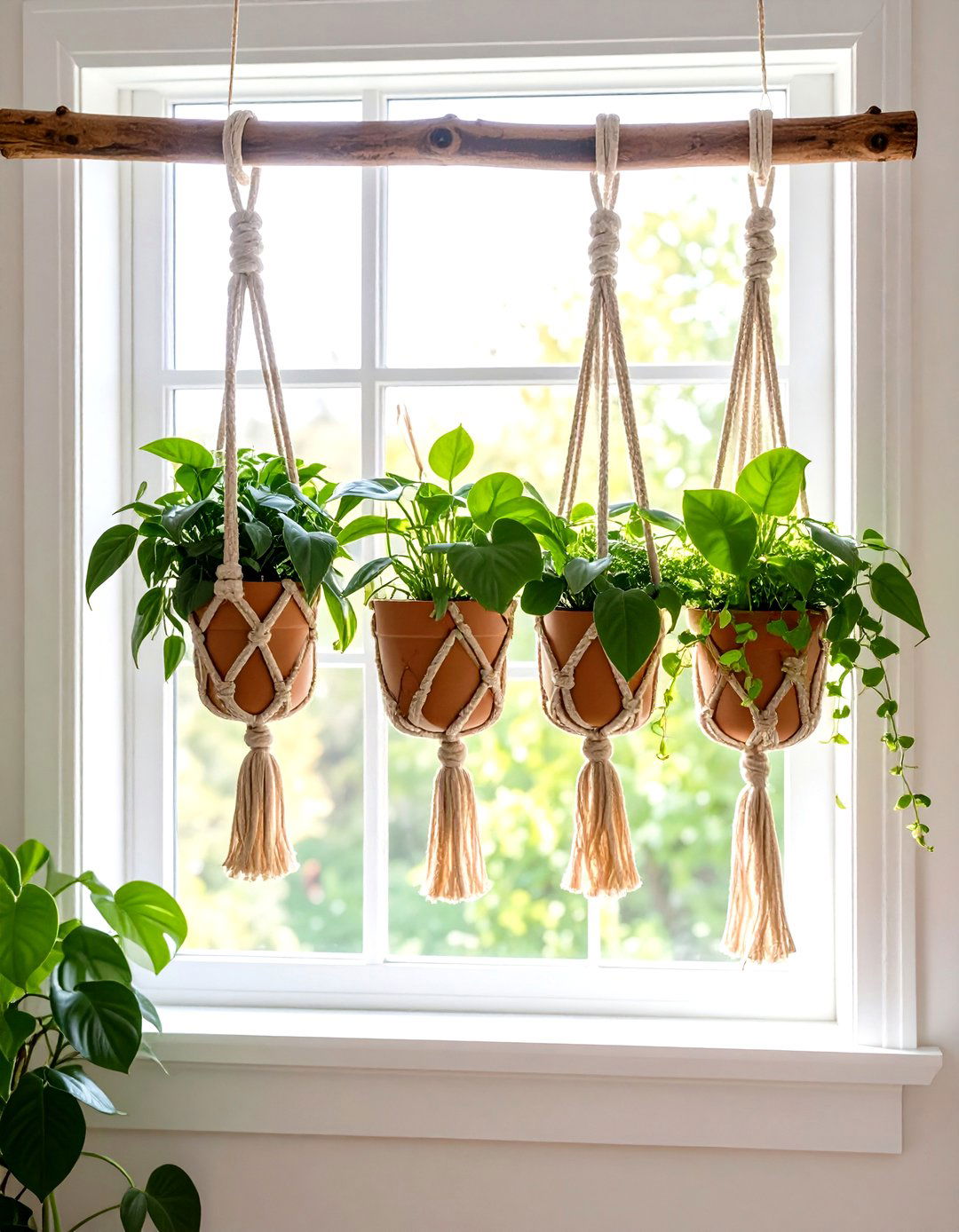 Hang Macrame Planters for Living Texture - 20 Boho Farmhouse Decor Ideas