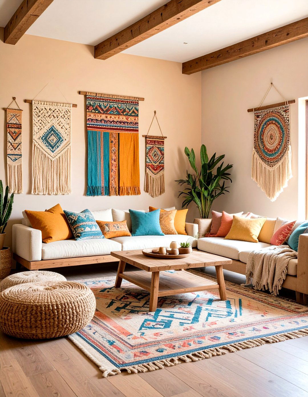 Hang Textile Wall Hangings and Tapestries - 20 Southwestern Living Room Ideas