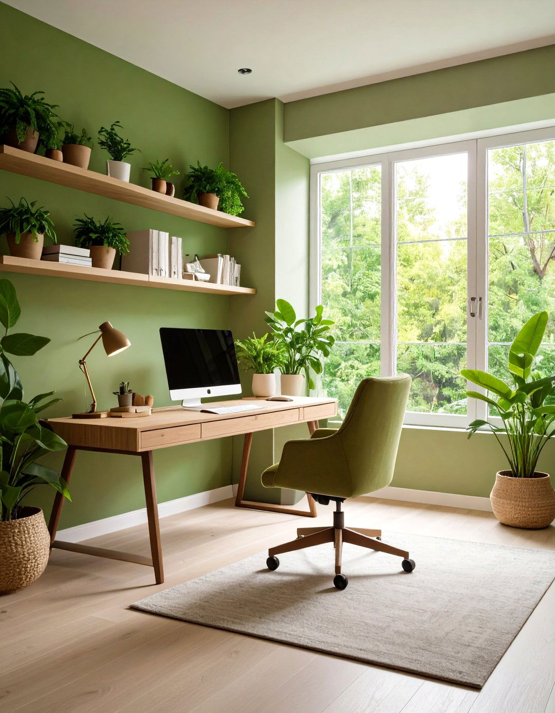 Hang Thermal Insulated Drapes - 20 Green Home Office Ideas