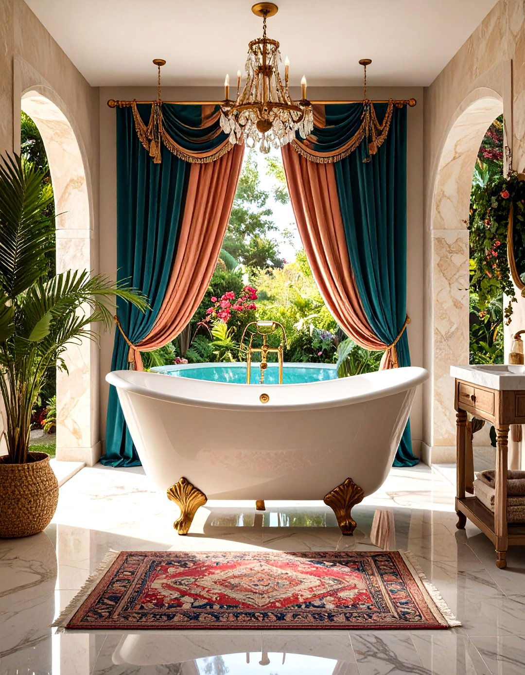 Hang Velvet Drapes for Theatre Level Drama - 20 Gothic Bathroom Ideas