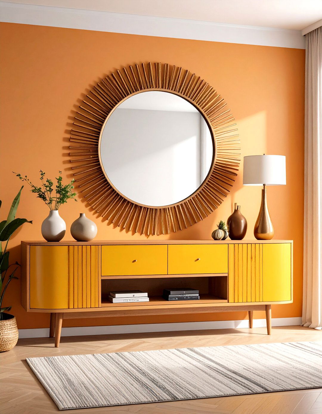 Hang a Statement Mirror Above - 20 Tv Console Decor Ideas