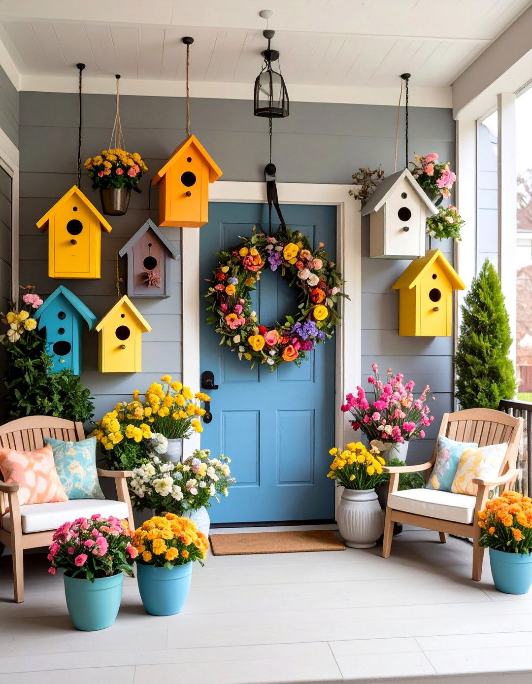 Hanging Birdhouse Decorations - 20 Spring Front Door Decor Ideas