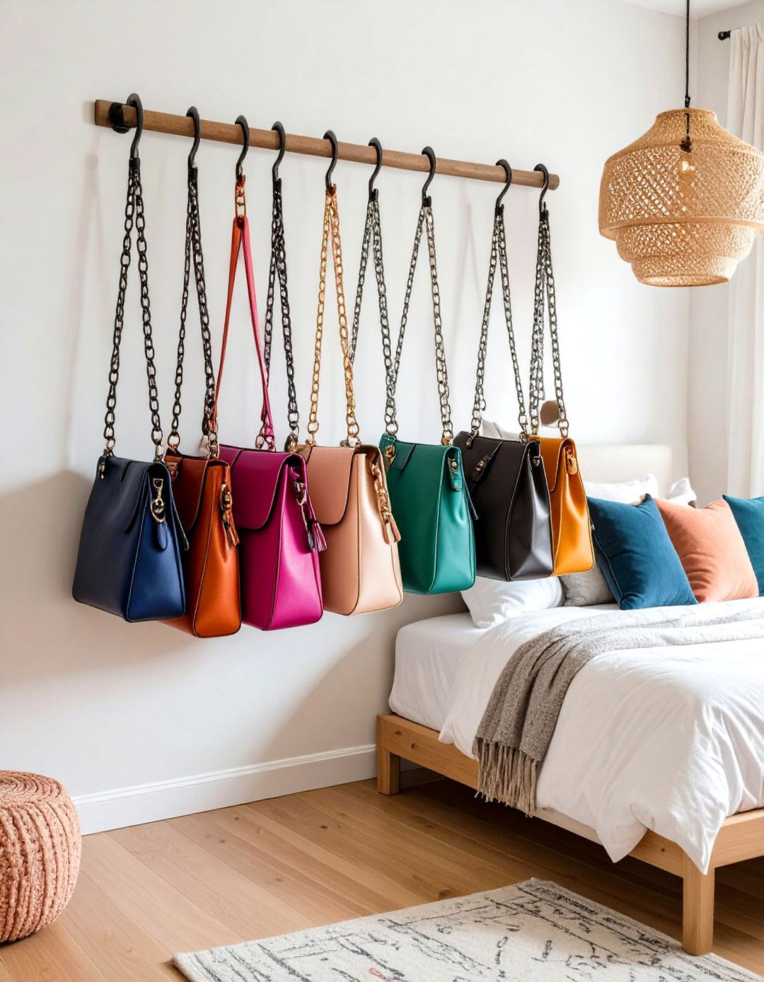 Hanging Chain Purse Storage Organization - 20 Purse Storage Ideas