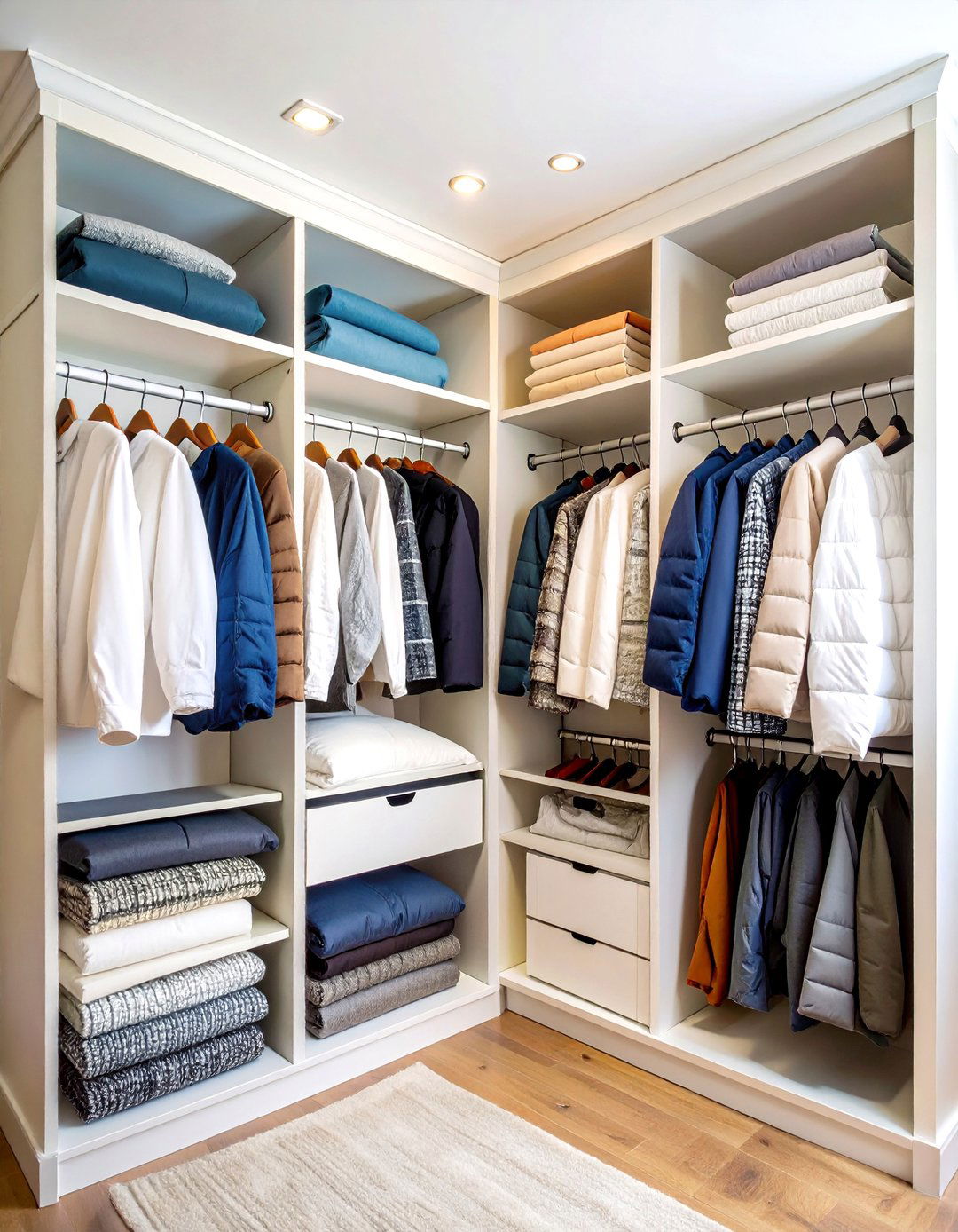 Hanging Comforter Storage on Closet Rods - 20 Comforter Storage Ideas