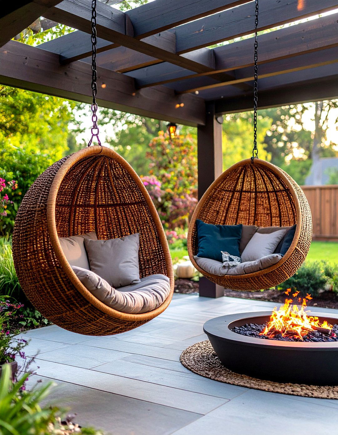 Hanging Egg Chair Fire Pit Seating - 20 Fire Pit Seating Ideas