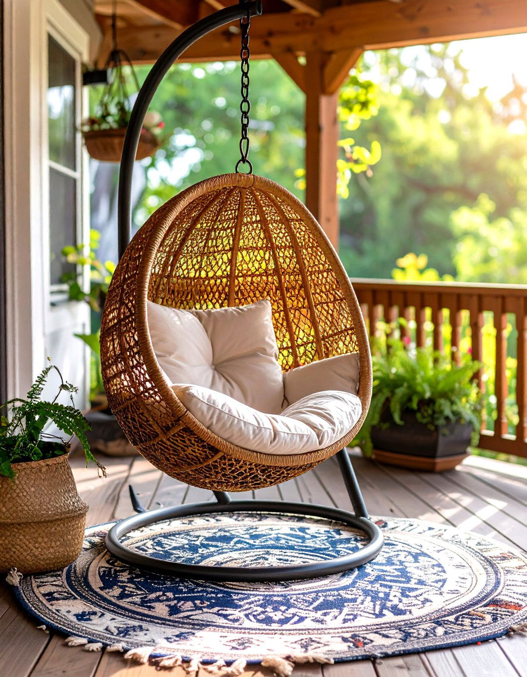 Hanging Egg Front Porch Swing - 20 Front Porch Swing Ideas