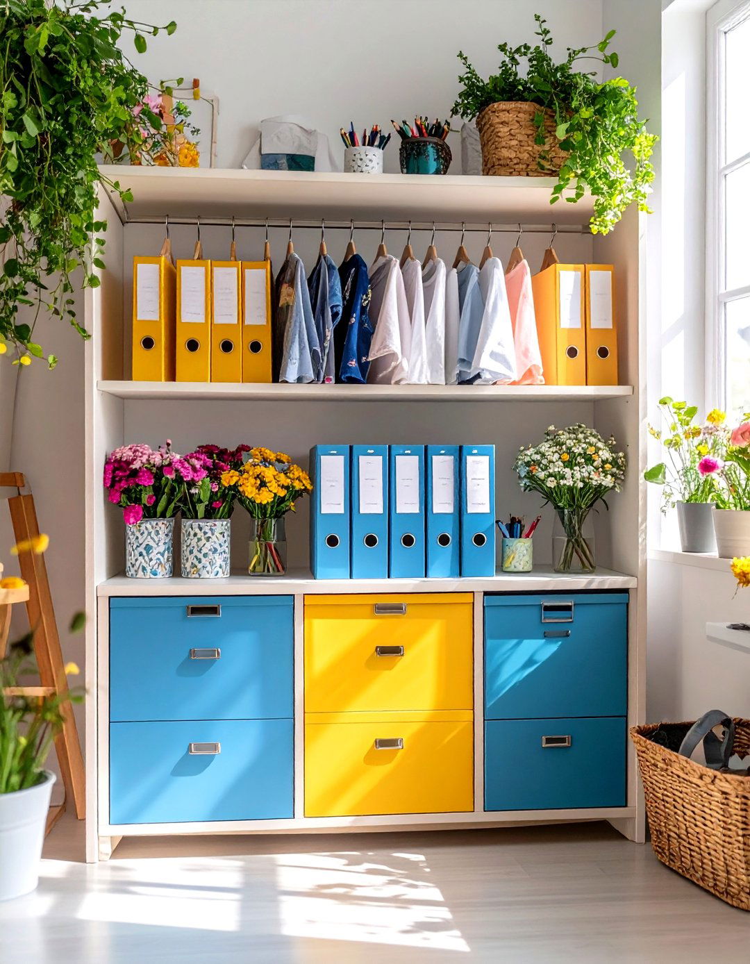 Hanging File System for Patterns and Manuals - 20 Craft Room Organization Ideas