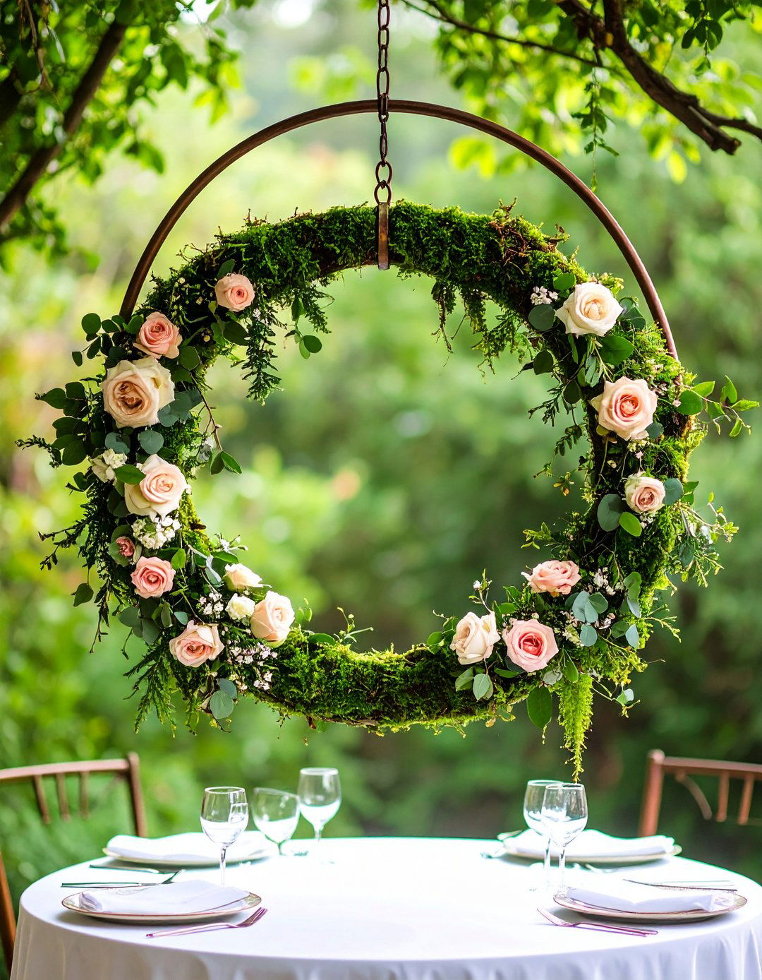 Hanging Floral Hoop Flower Centerpiece - 20 Flower Centerpiece Ideas