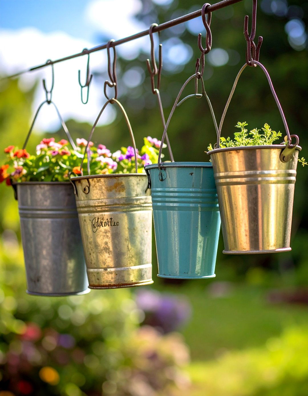 Hanging Galvanized Bucket Label - 20 Garden Sign Ideas