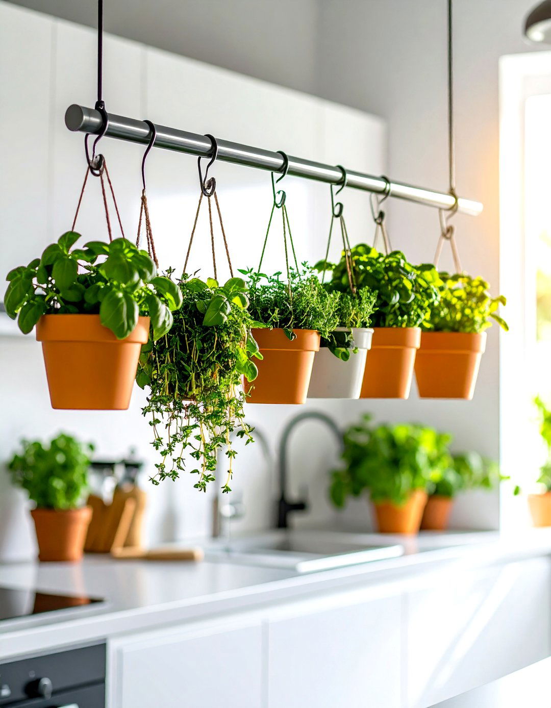 Hanging Herb Rail - 20 Vertical Garden Ideas