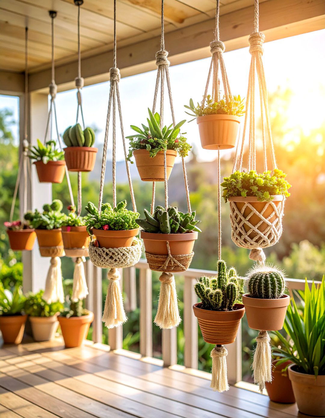 Hanging Macrame Cactus Garden - 20 Cactus Garden Ideas