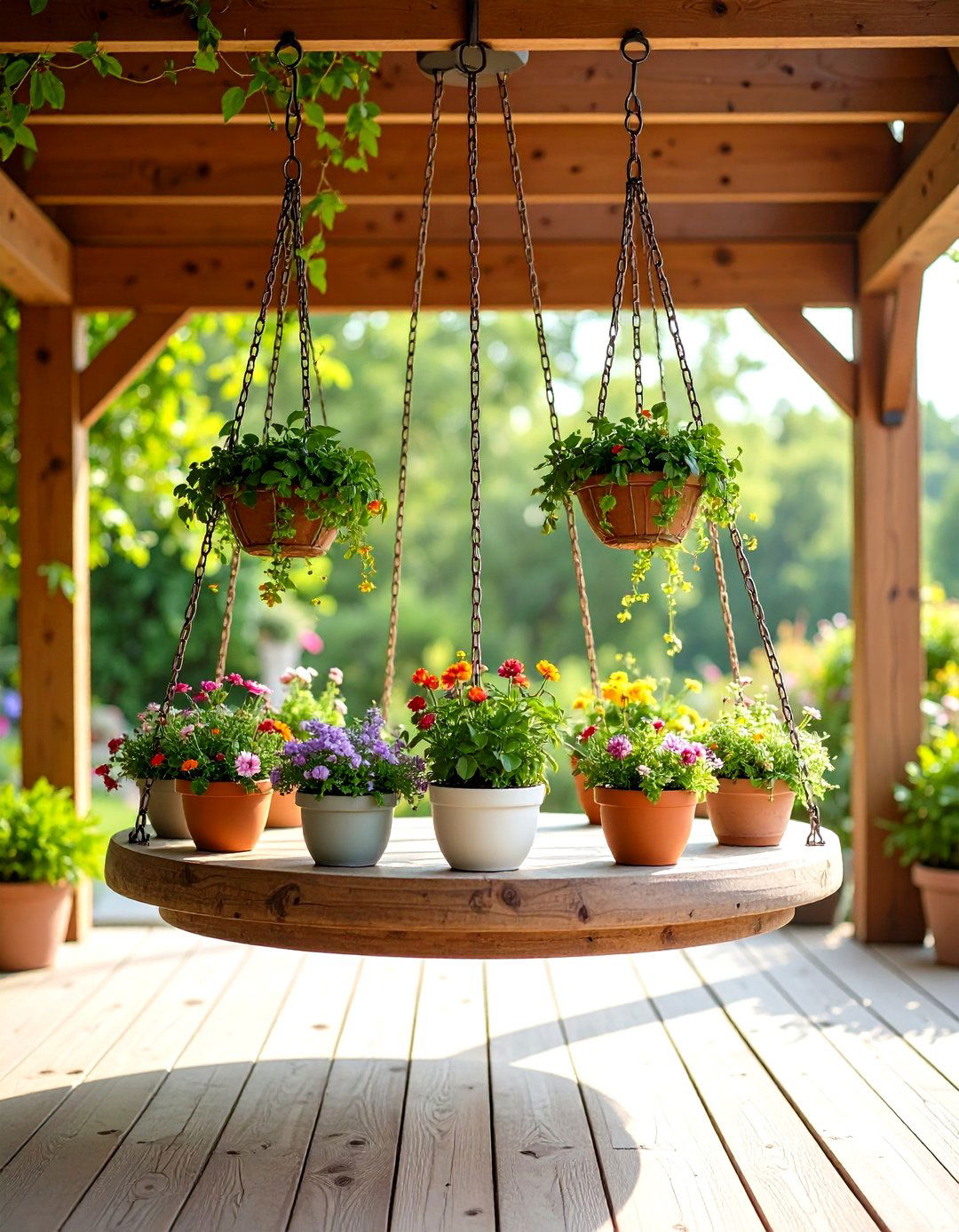 Hanging Outdoor Plant Stand with Overhead Support - 20 Outdoor Plant Stand Ideas