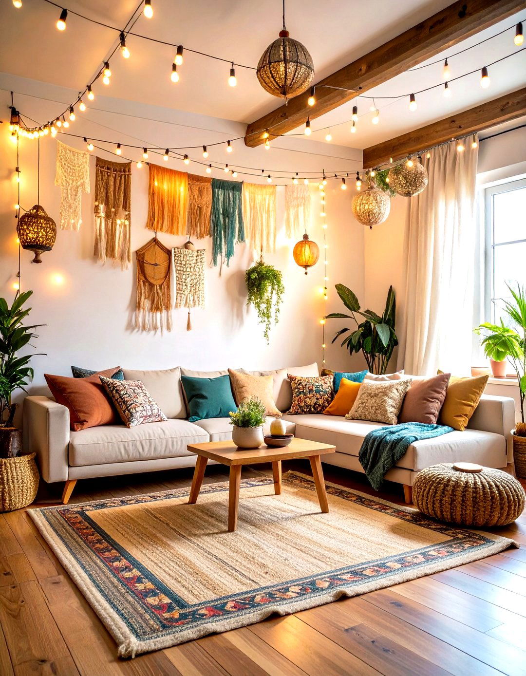 Hanging Plant Chandelier Boho Decor - 20 Colorful Boho Decor Ideas