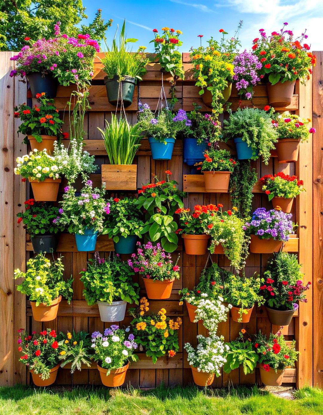 Hanging Planter Pallet Fence - 20 Pallet Fence Ideas