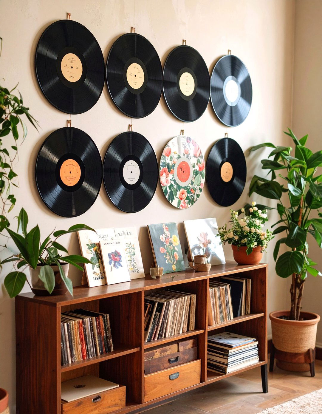Hanging Vinyl Records for Grunge Room Decor - 20 Grunge Aesthetic Room Decor Ideas