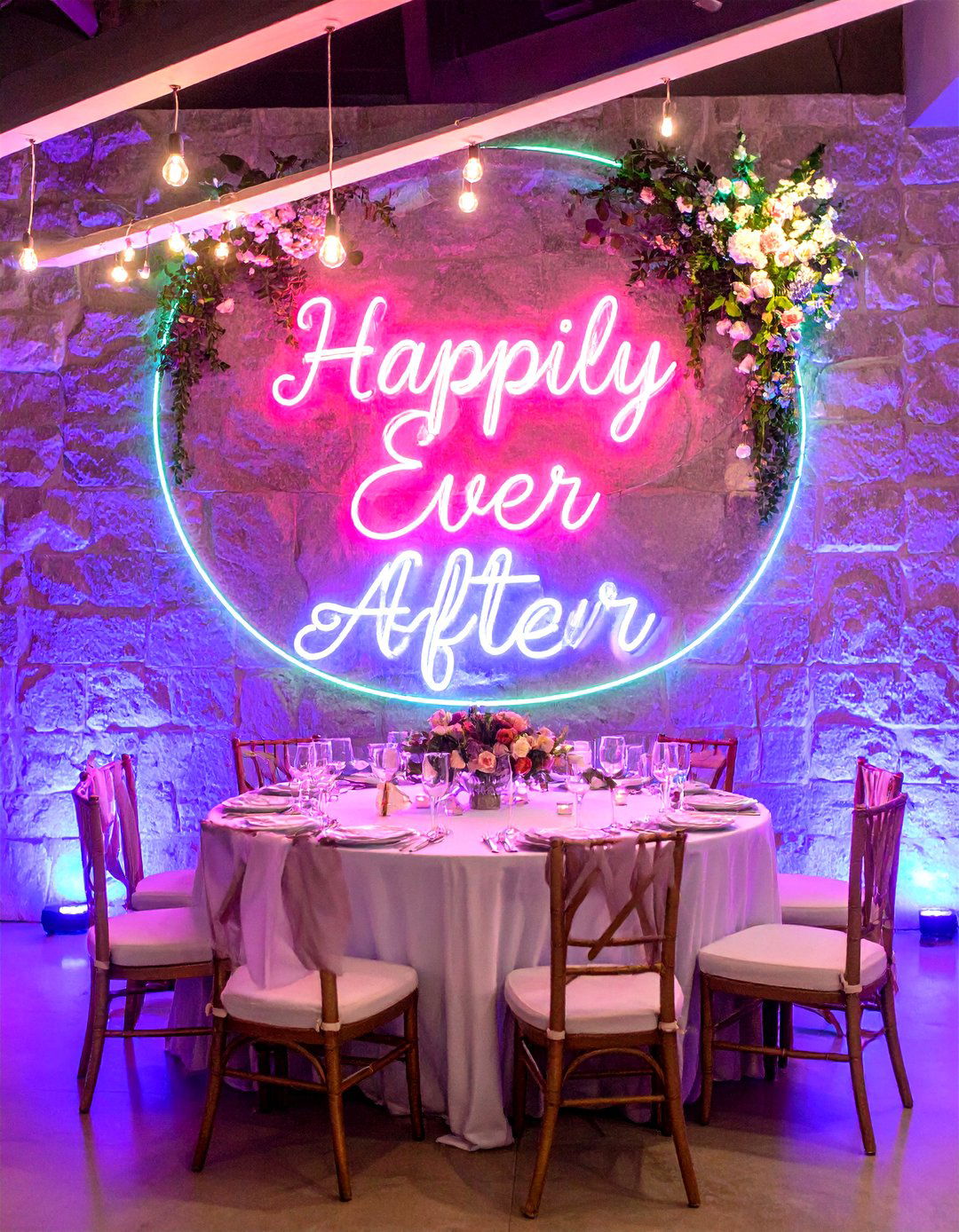 Happily Ever After Neon Sign for Modern Magic - 20 Fairytale Wedding Ideas