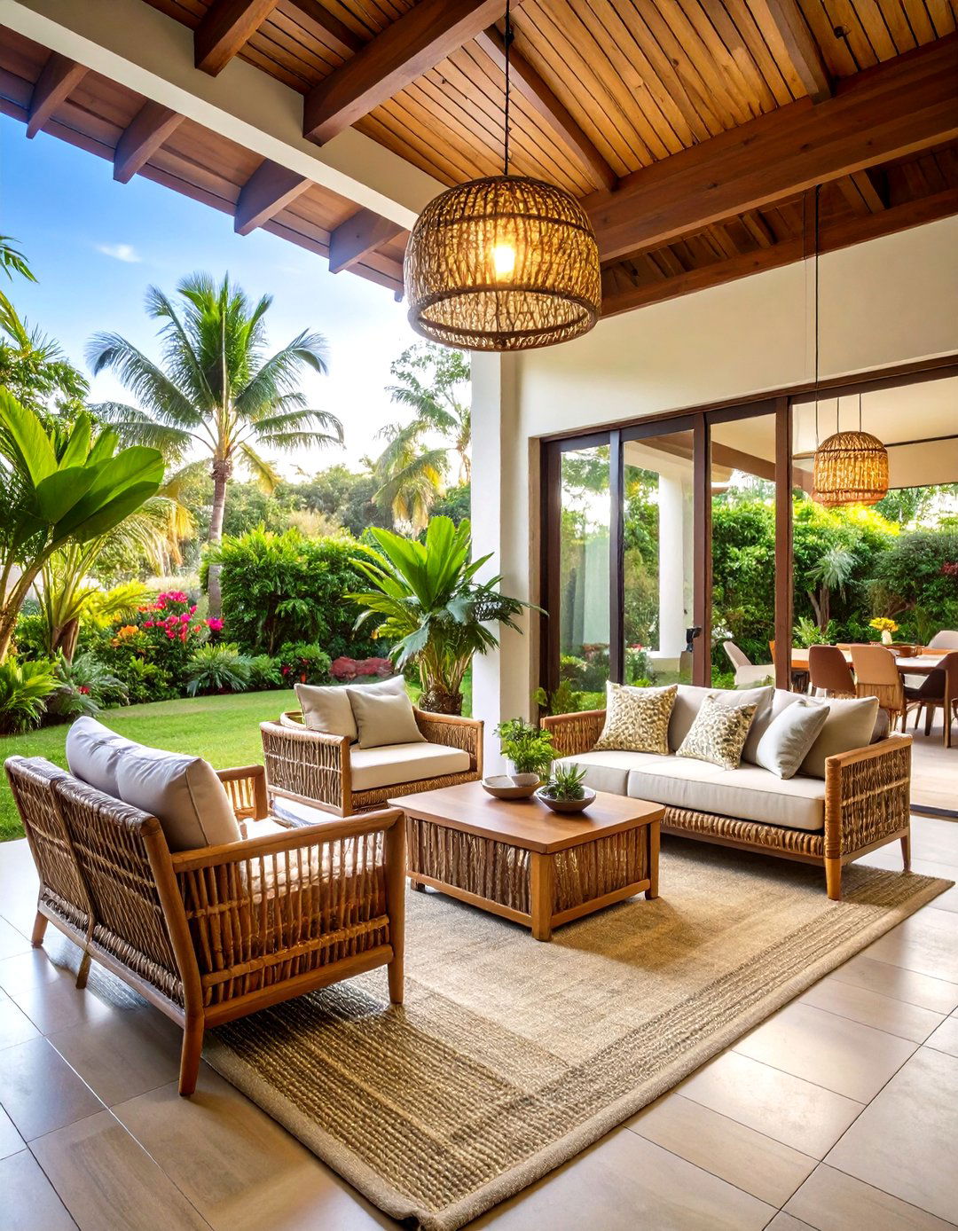Hawaiian Lanai Indoor Outdoor Living Space Interior Design Ideas - 20 Hawaiian Interior Design Ideas