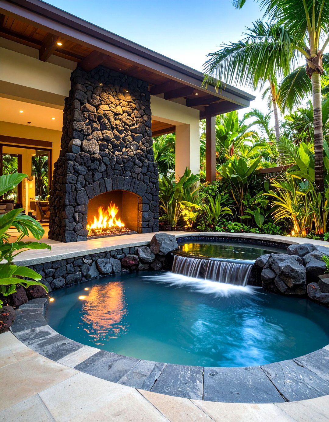 Hawaiian Lava Stone Feature Interior Design Ideas - 20 Hawaiian Interior Design Ideas