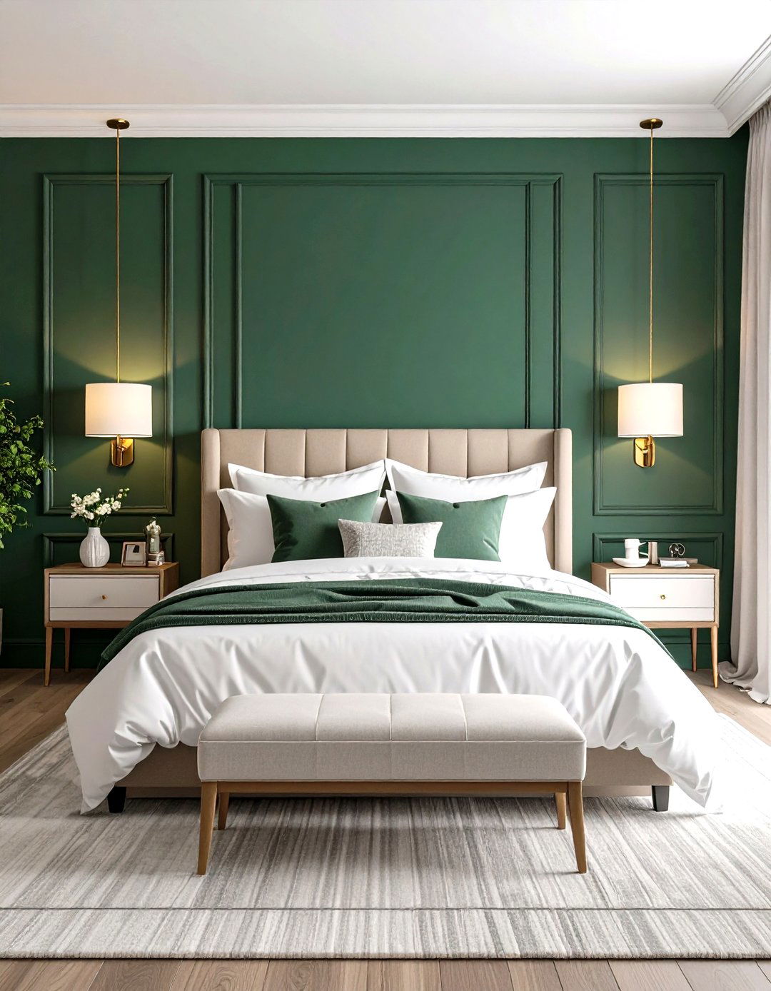 Headboard Width Dark Green Accent Wall for Cozy Bedrooms - 20 Dark Green Accent Wall Ideas