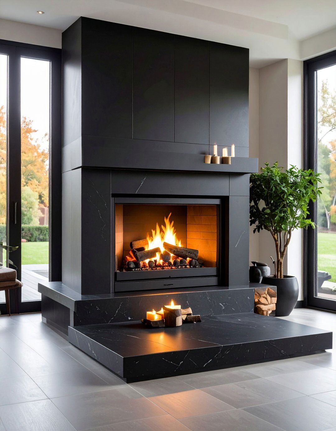 Heat Storing Soapstone Keeps the Fire Going - 20 Black Stone Fireplace Ideas