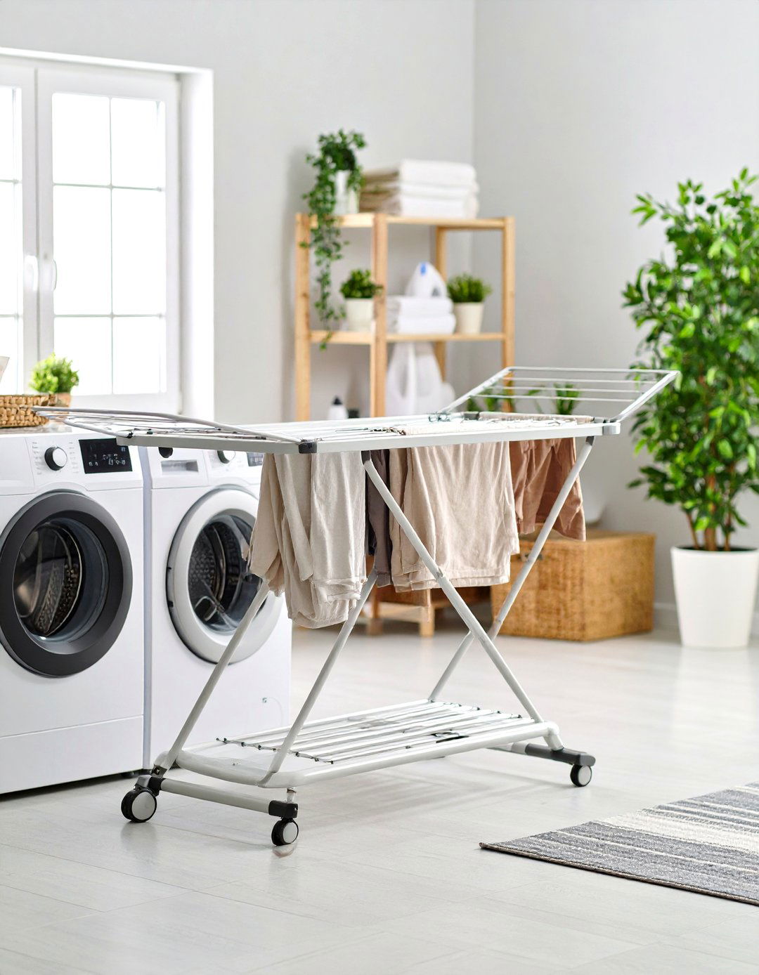 Heated Laundry Room Drying Rack with Warming Elements - 20 Laundry Room Drying Rack Ideas