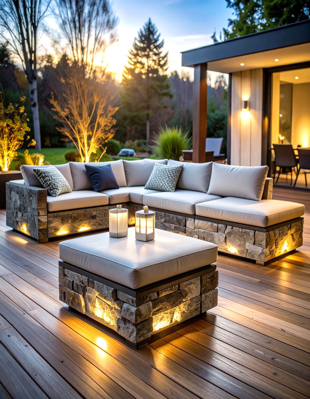 Heated Stone Lounge Deck Seating - 20 Deck Seating Ideas