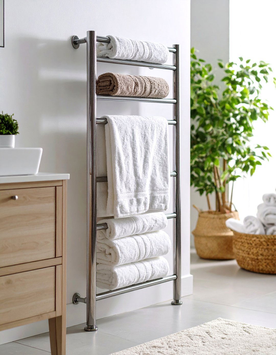 Heated Towel Rail for Cozy Bathroom Luxury - 20 Elegant Bathroom Decor Ideas