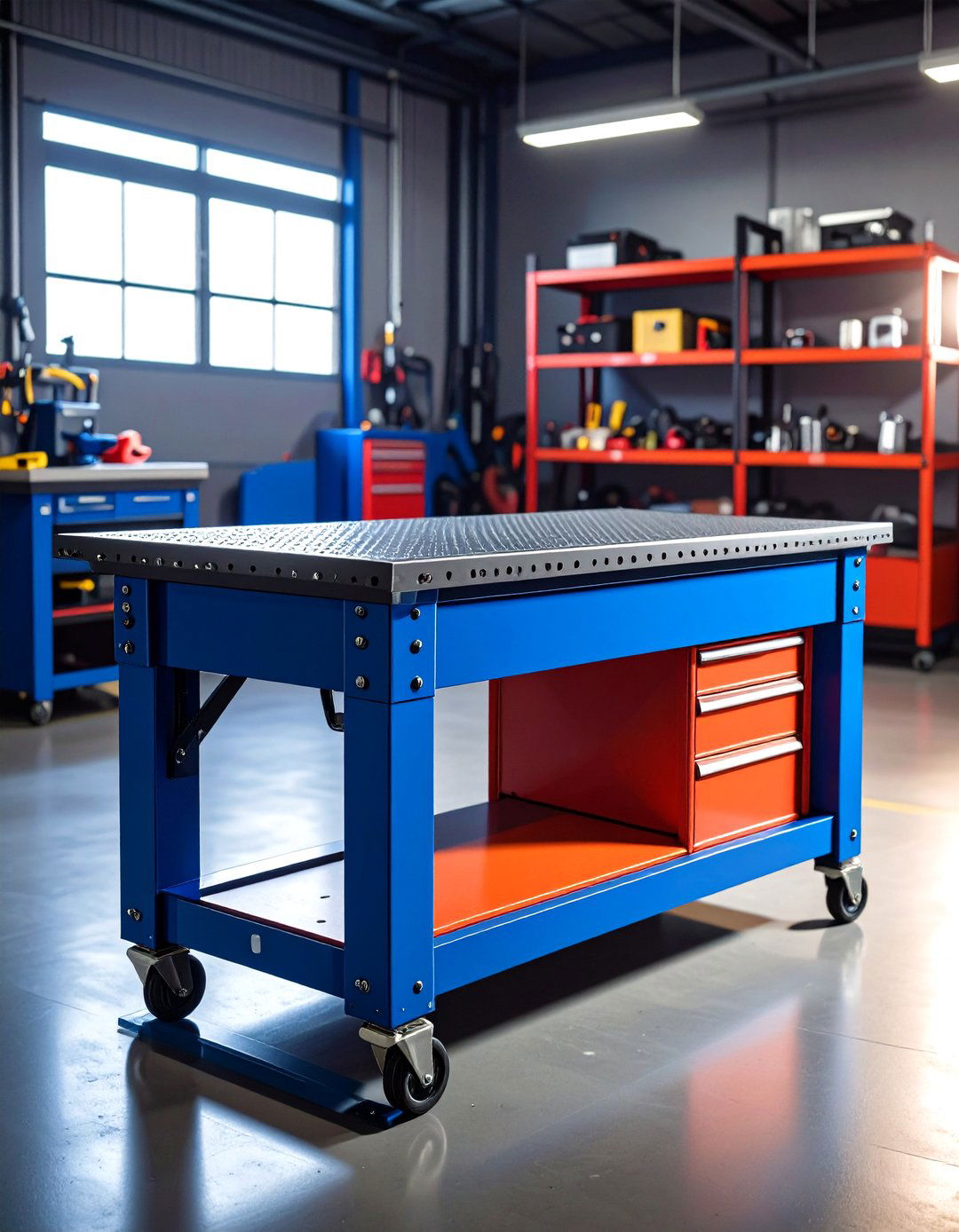 Heavy Duty Steel Frame Bench for Mechanics and Welders - 20 Garage Workbench Ideas