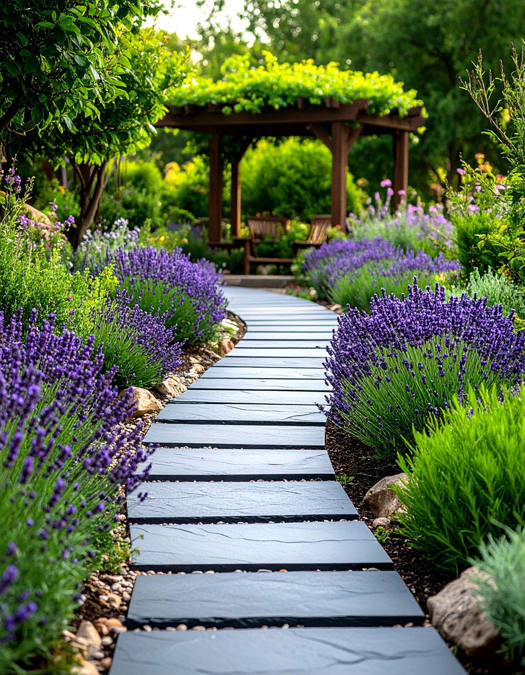 Herb Edged Curved Walkway Perfumed for the Senses - 20 Curved Walkway Ideas