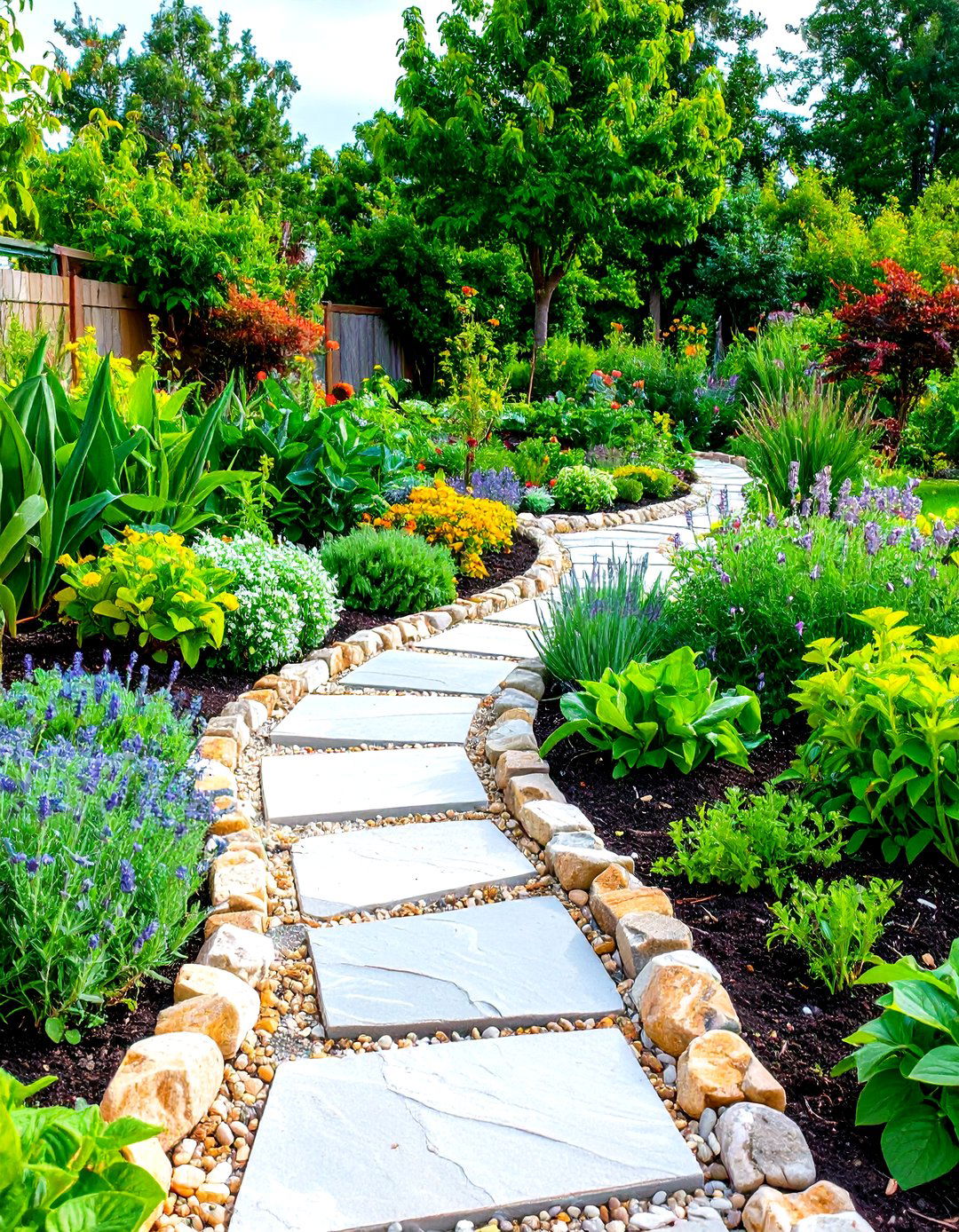 Herb Garden River Rock Edging Functionality - 20 River Rock Edging Ideas