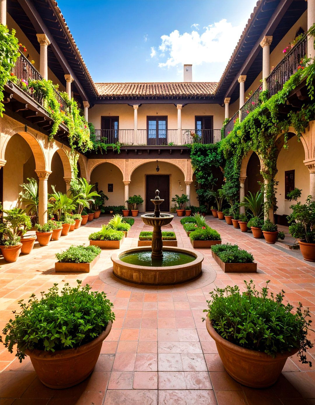 Herb Quadrant Courtyard for a Productive Formal Garden - 20 Formal Garden Ideas